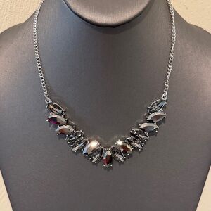 Stunning Silver Necklace with Marquise Accents